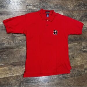 Vintage 90s Michael Jordan #23 Polo Shirt Red XXL Chicago Bulls